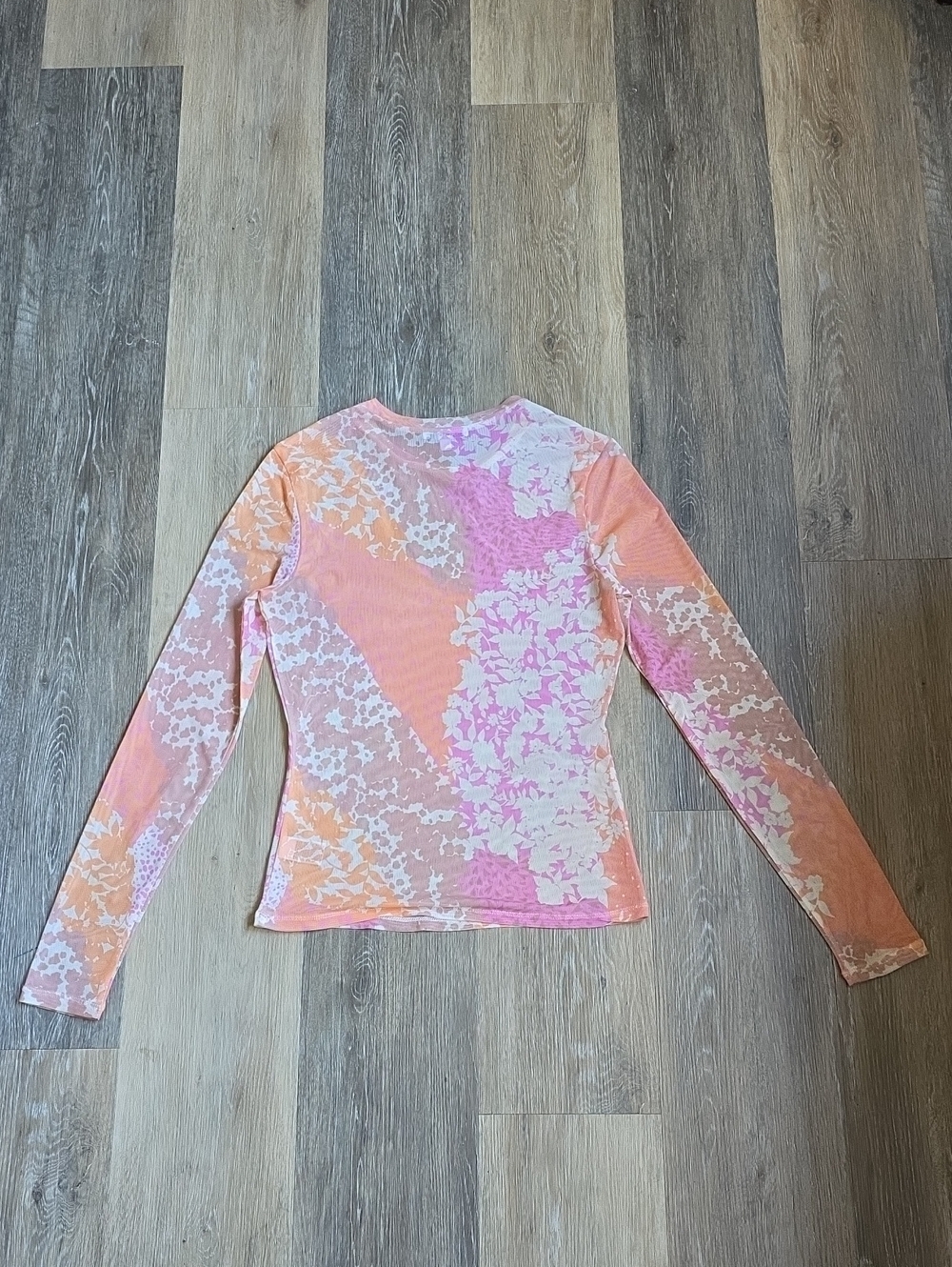 AFRM Sheer Mesh Long Sleeve Top in Pink and Peach - Picture 11 of 16